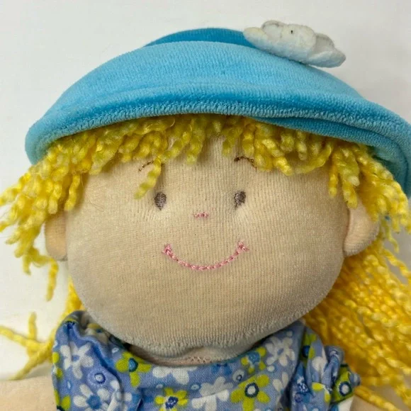 Stephan Baby Soft Doll 14 inch Blonde Yarn Hair Brown Eyes Blue Calico 2012 - Picture 3 of 5
